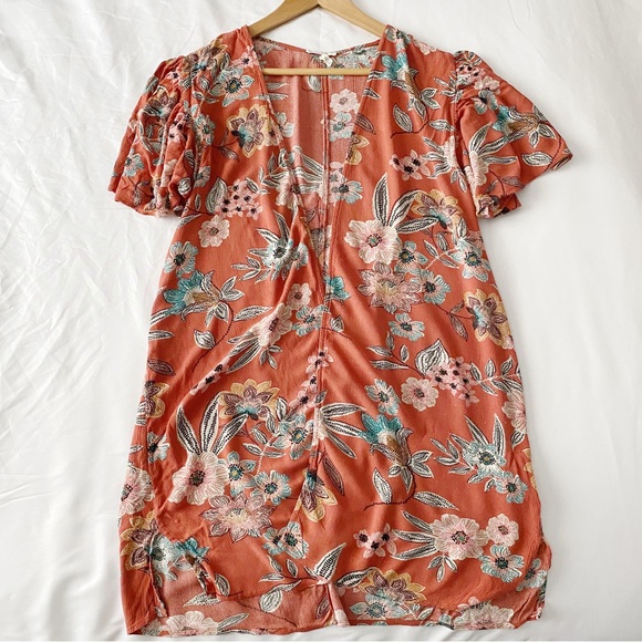 Boho Floral Short Sleeve Long Kimono Cardigan - Picture 2 of 10